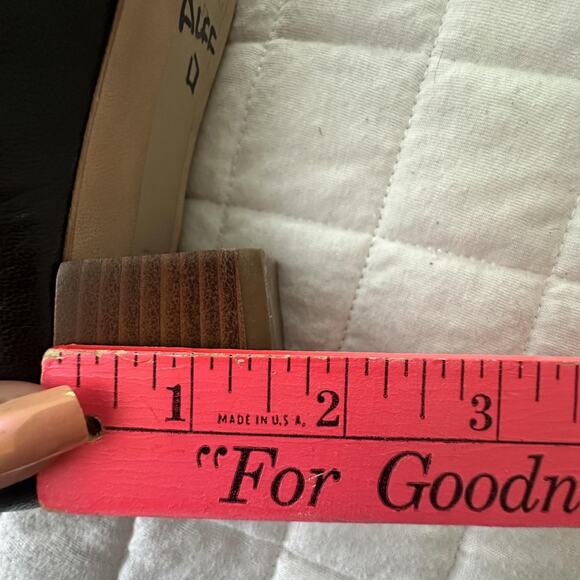 BRUNO MAGLI Pump Womens 37 US 6.5 Black Leather Square Toe Buckle Block Heel - Picture 14 of 15